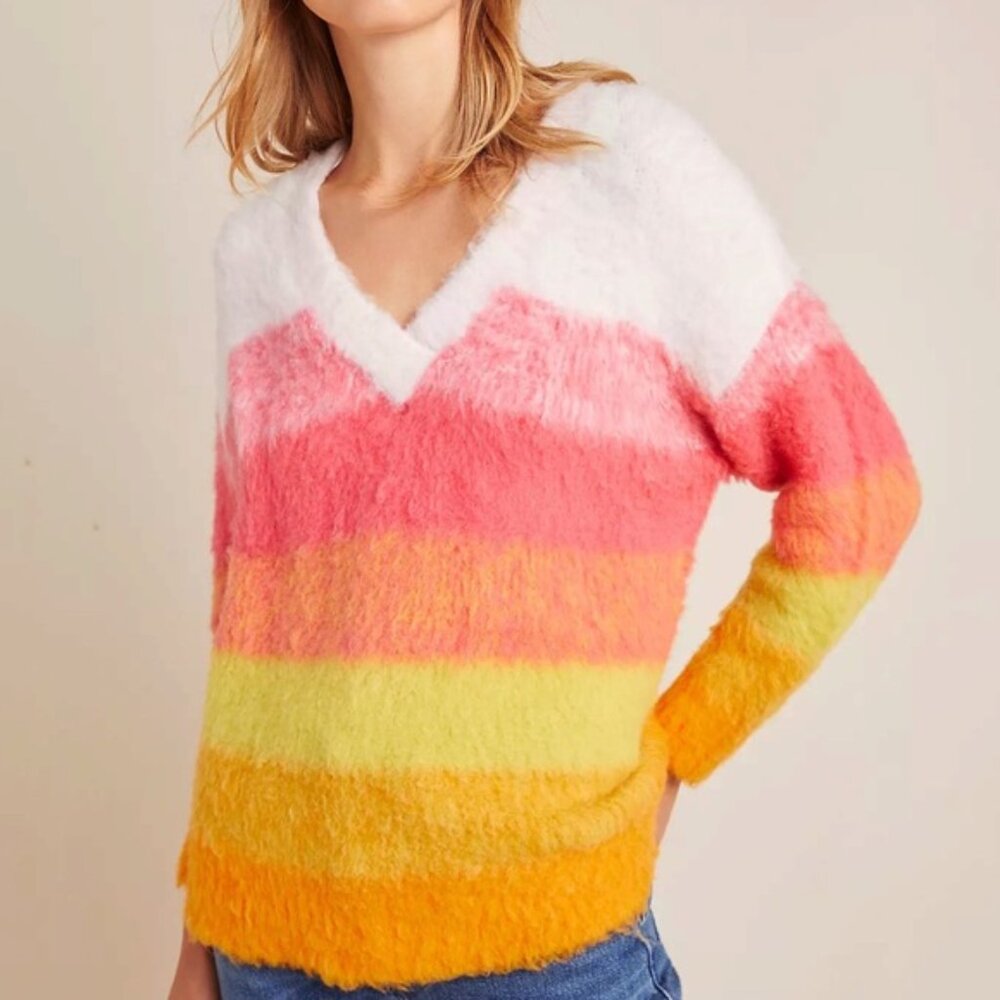 Anthropologie Ombré V-Neck Sweater